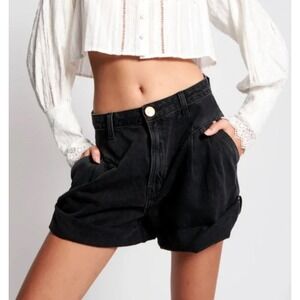 Oneteaspoon Women's Street Walker Shorts Washed Black High Rise Baggy Size 23